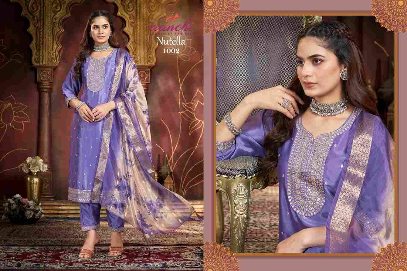 Nutella By Aanchi 1001 To 1003 Series Beautiful Stylish Festive Suits Fancy Colorful Casual Wear & Ethnic Wear & Ready To Wear Vichitra Silk Dresses At Wholesale Price