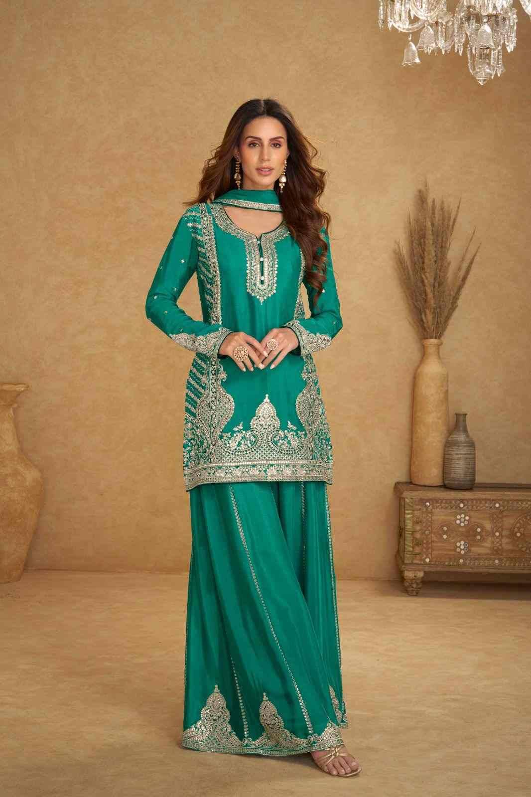 Nirvi By Gulkayra Designer 7609 To 7611 Series Beautiful Sharara Suits Colorful Stylish Fancy Casual Wear & Ethnic Wear Chinnon Dresses At Wholesale Price
