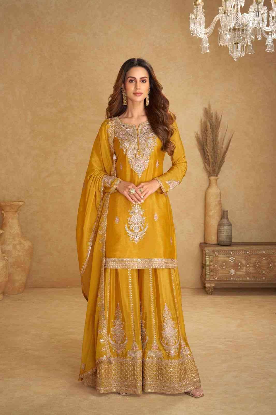 Nirvi By Gulkayra Designer 7609 To 7611 Series Beautiful Sharara Suits Colorful Stylish Fancy Casual Wear & Ethnic Wear Chinnon Dresses At Wholesale Price