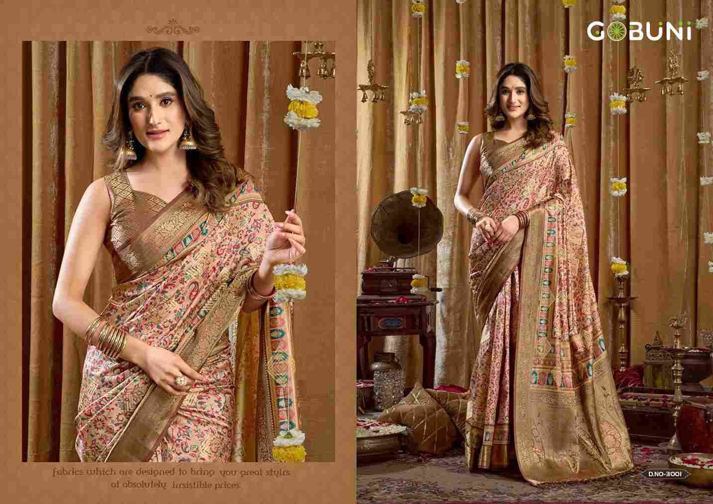 Simran By Gobuni 3001 To 3006 Series Indian Traditional Wear Collection Beautiful Stylish Fancy Colorful Party Wear & Occasional Wear Banarasi Sarees At Wholesale Price