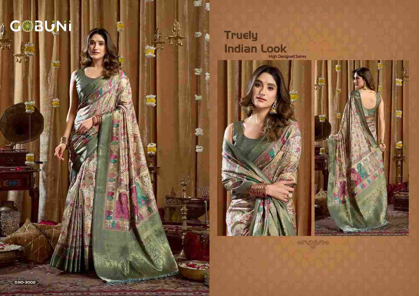 Simran By Gobuni 3001 To 3006 Series Indian Traditional Wear Collection Beautiful Stylish Fancy Colorful Party Wear & Occasional Wear Banarasi Sarees At Wholesale Price