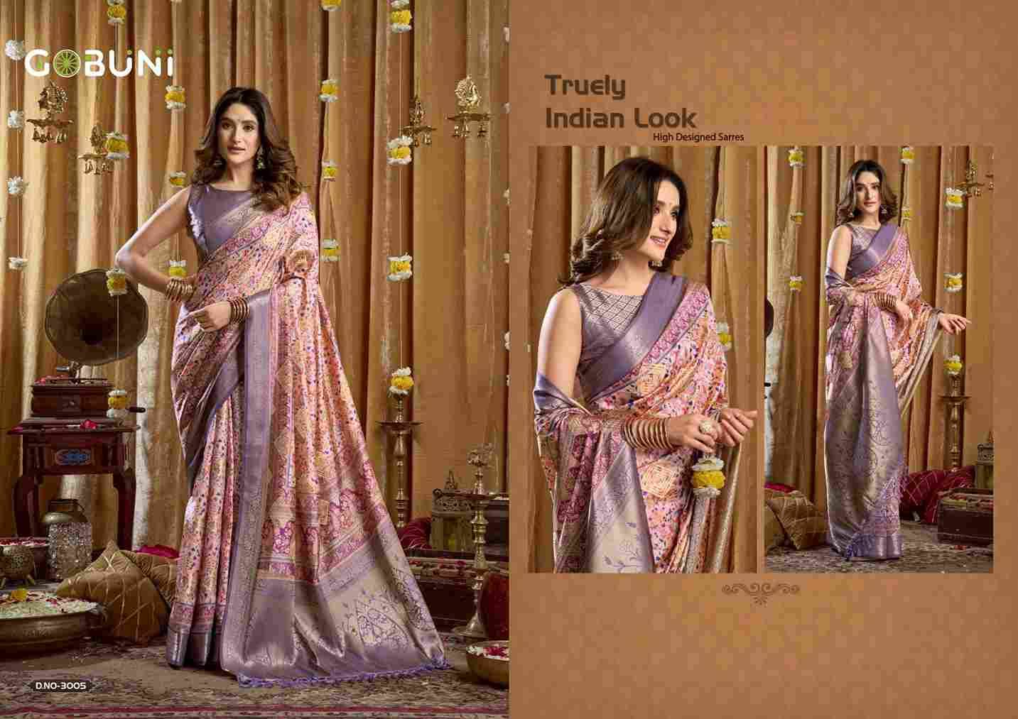 Simran By Gobuni 3001 To 3006 Series Indian Traditional Wear Collection Beautiful Stylish Fancy Colorful Party Wear & Occasional Wear Banarasi Sarees At Wholesale Price