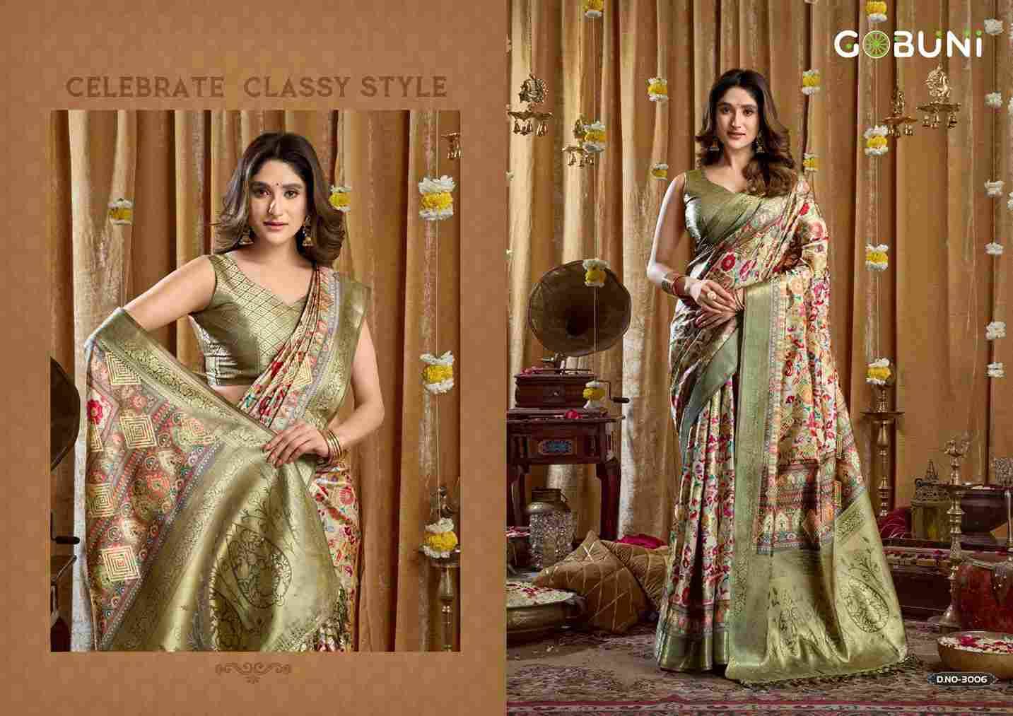 Simran By Gobuni 3001 To 3006 Series Indian Traditional Wear Collection Beautiful Stylish Fancy Colorful Party Wear & Occasional Wear Banarasi Sarees At Wholesale Price
