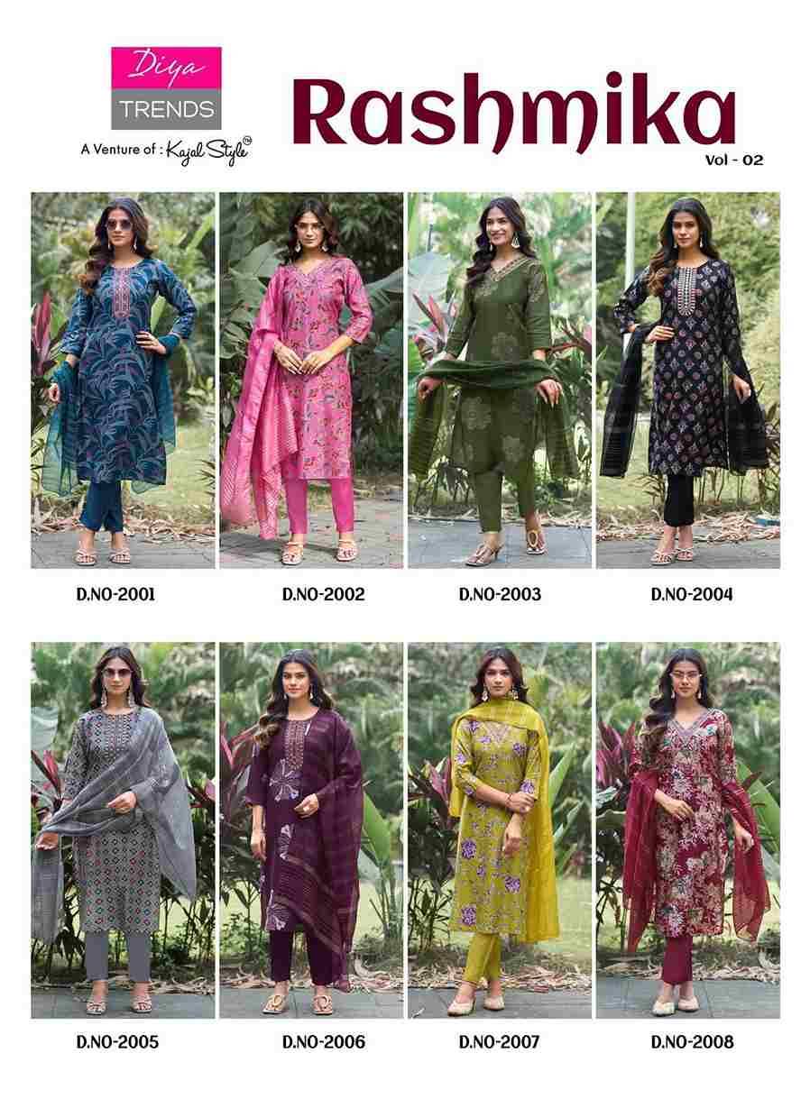 Rashmika Vol-2 By Diya Trends 2001 To 2008 Series Designer Festive Suits Beautiful Stylish Fancy Colorful Party Wear & Occasional Wear Vertican Prints Dresses At Wholesale Price