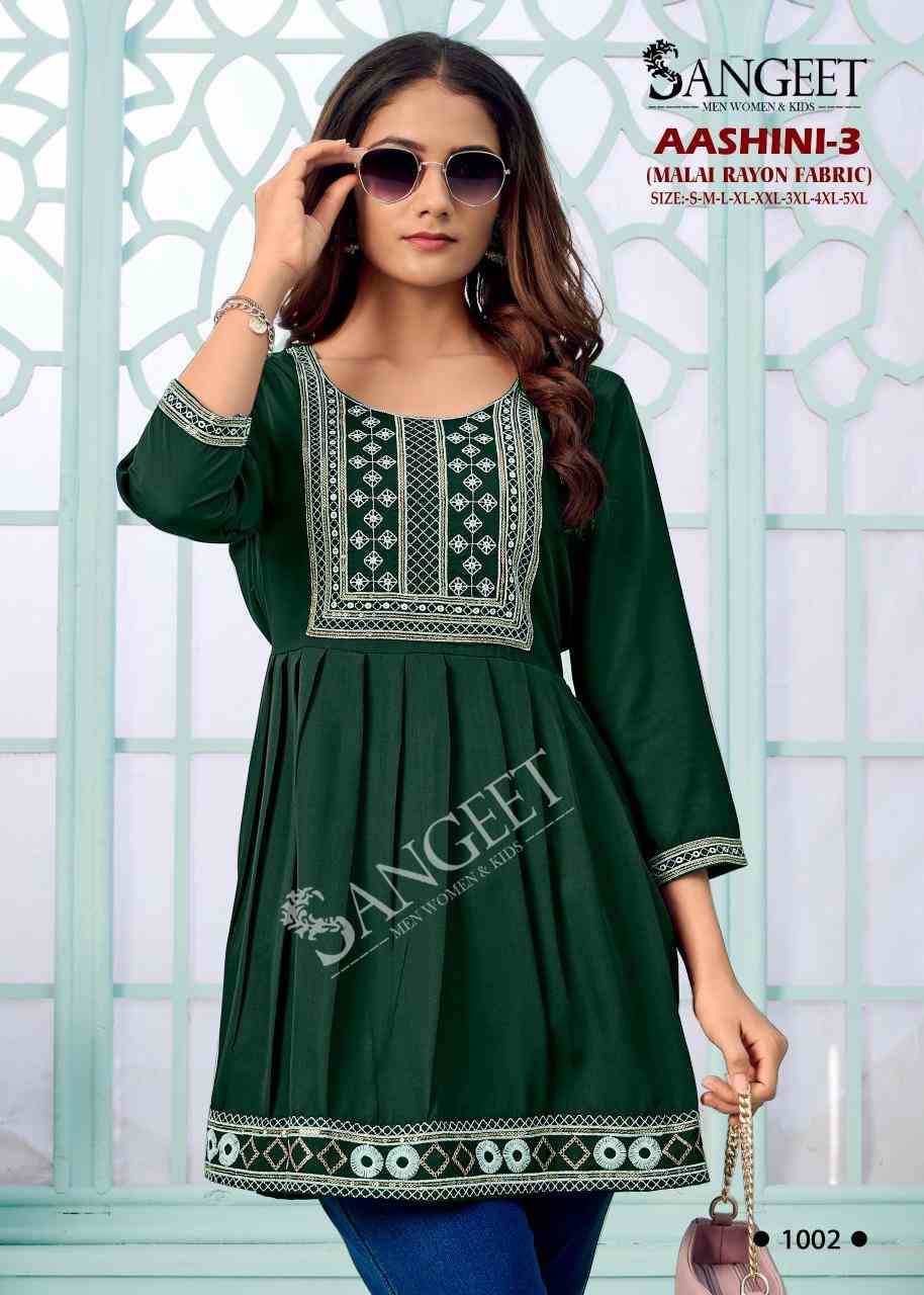 Aashini Vol-3 By Sangeet 1001 To 1008 Series Beautiful Fancy Colorful Stylish Party Wear & Occasional Wear Heavy Rayon Kurti At Wholesale Price