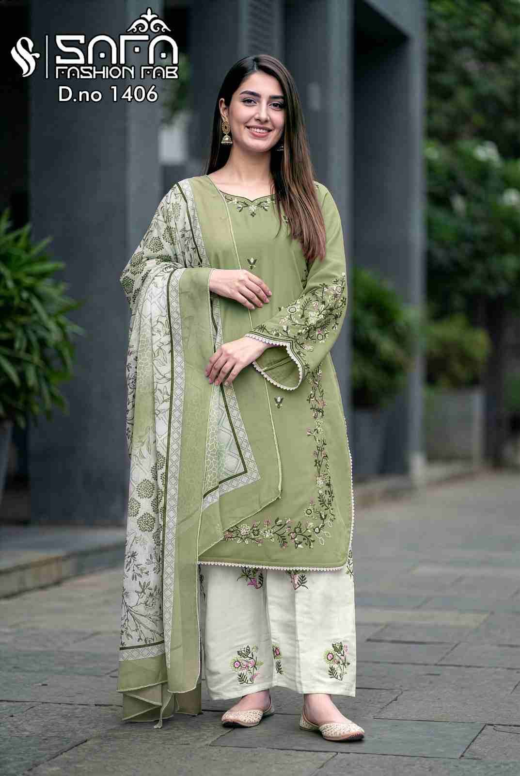 Safa 1406 Colours By Safa Fashion 1406-A To 1406-C Series Designer Stylish Fancy Colorful Beautiful Party Wear & Ethnic Wear Collection Georgette Dresses At Wholesale Price