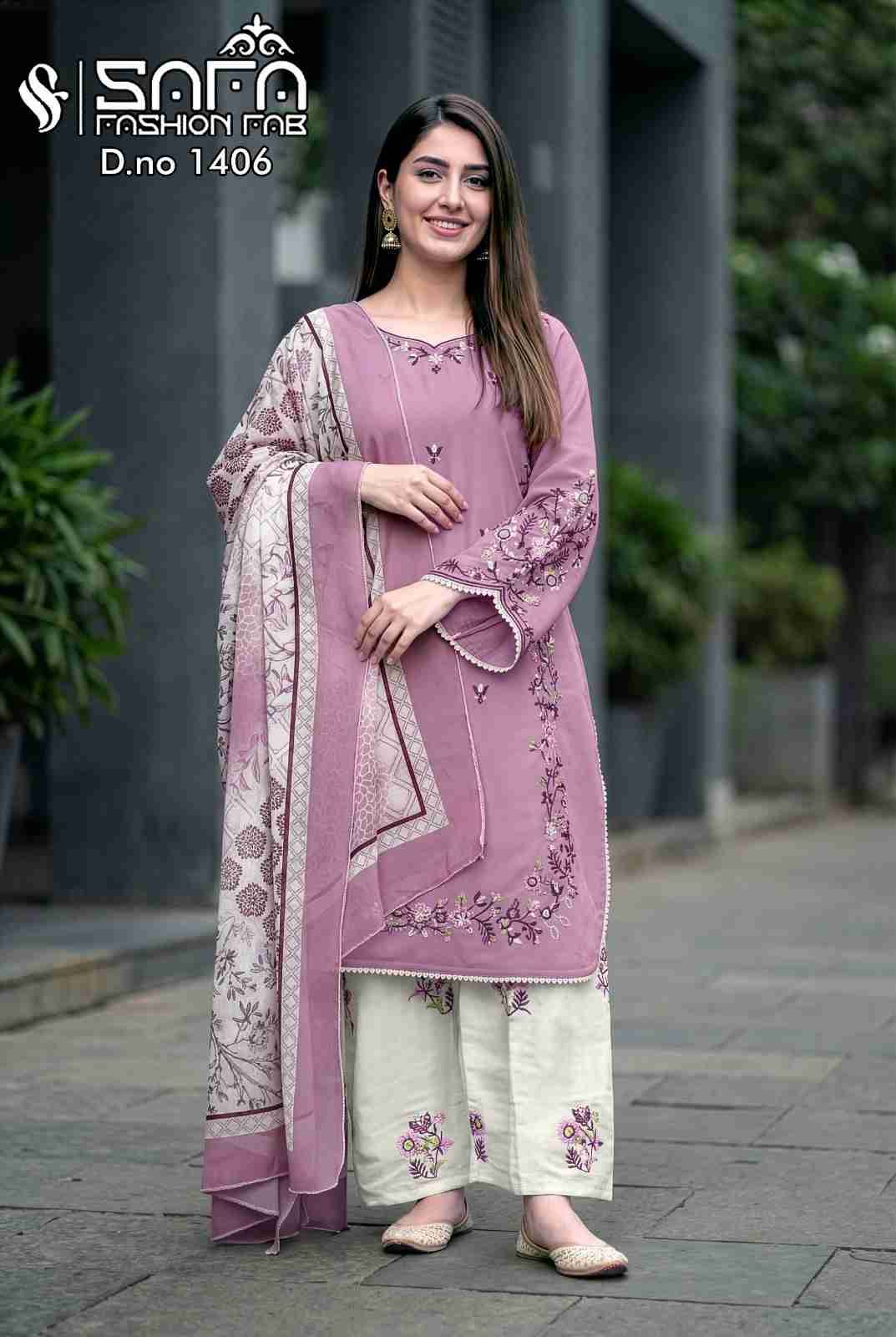 Safa 1406 Colours By Safa Fashion 1406-A To 1406-C Series Designer Stylish Fancy Colorful Beautiful Party Wear & Ethnic Wear Collection Georgette Dresses At Wholesale Price