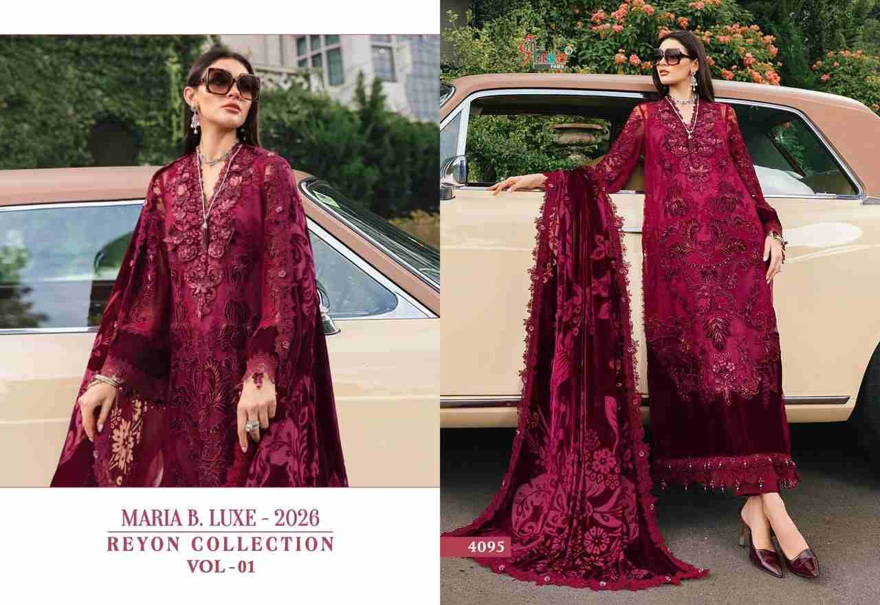 Maria B.Luxe-2026 Reyon Collection Vol-1 By Shree Fabs 4093 To 4098 Series Beautiful Pakistani Suits Colorful Stylish Fancy Casual Wear & Ethnic Wear Pure Rayon With Embroidered Dresses At Wholesale Price