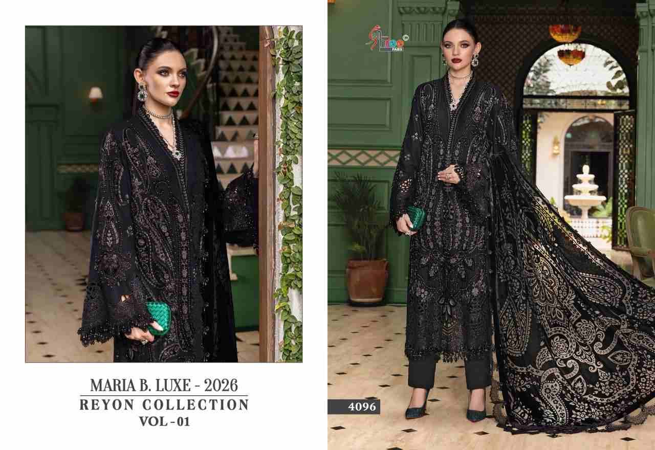 Maria B.Luxe-2026 Reyon Collection Vol-1 By Shree Fabs 4093 To 4098 Series Beautiful Pakistani Suits Colorful Stylish Fancy Casual Wear & Ethnic Wear Pure Rayon With Embroidered Dresses At Wholesale Price