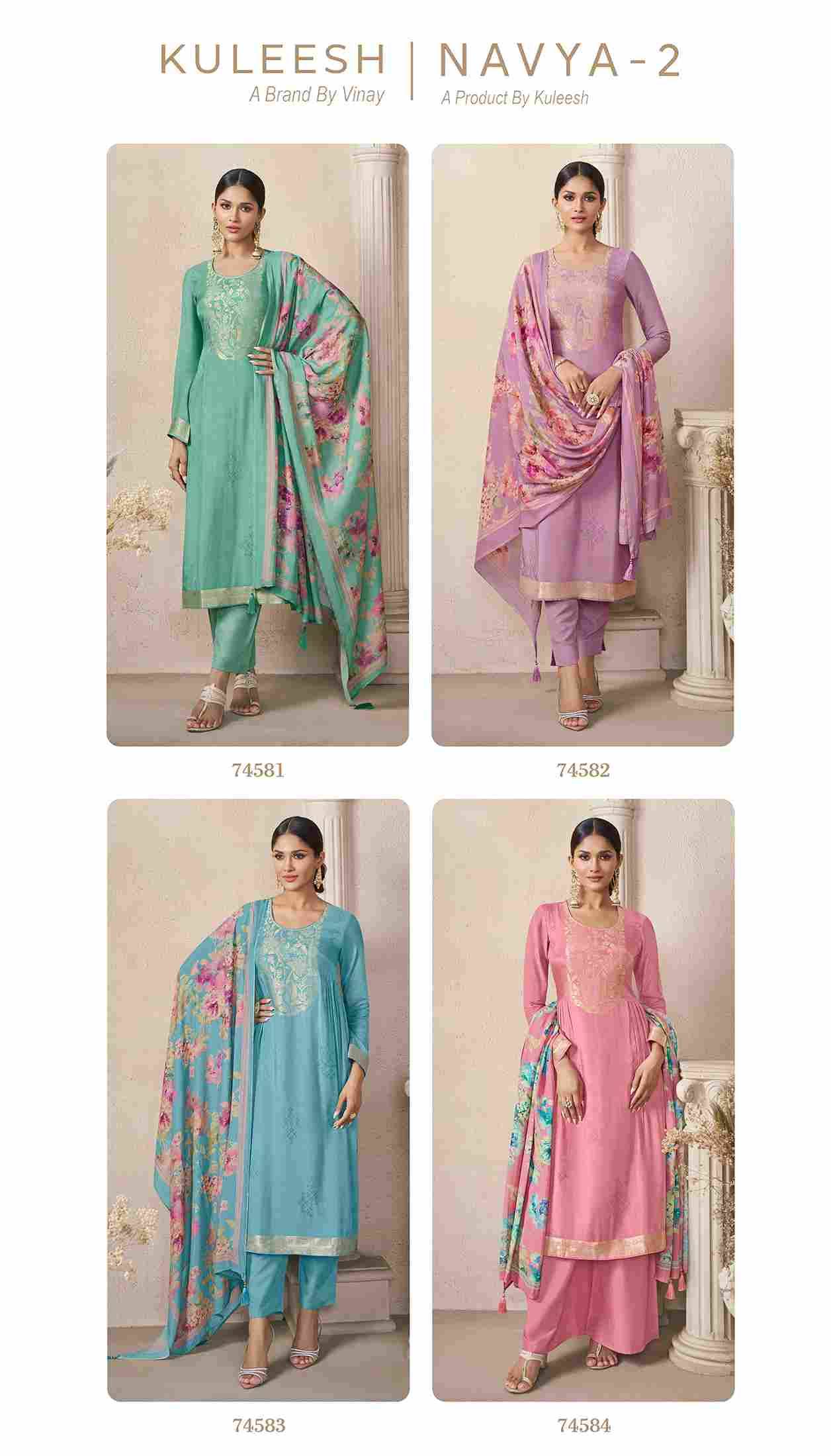 Navya Vol-2 By Kuleesh 74581 To 74584 Series Designer Festive Suits Collection Beautiful Stylish Fancy Colorful Party Wear & Occasional Wear Muslin Dresses At Wholesale Price