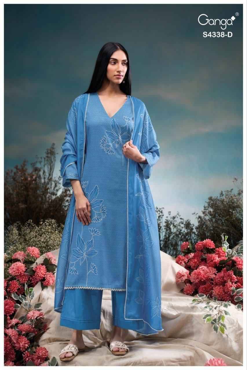 Bresiya-4338 By Ganga Fashion 4338-A To 4338-D Series Beautiful Festive Suits Stylish Colorful Fancy Casual Wear & Ethnic Wear Premium Cotton Satin Print Dresses At Wholesale Price