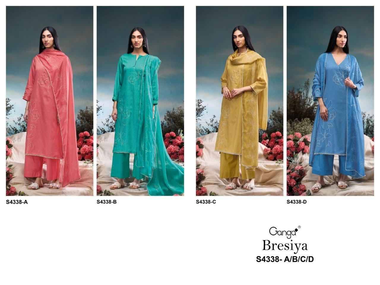Bresiya-4338 By Ganga Fashion 4338-A To 4338-D Series Beautiful Festive Suits Stylish Colorful Fancy Casual Wear & Ethnic Wear Premium Cotton Satin Print Dresses At Wholesale Price