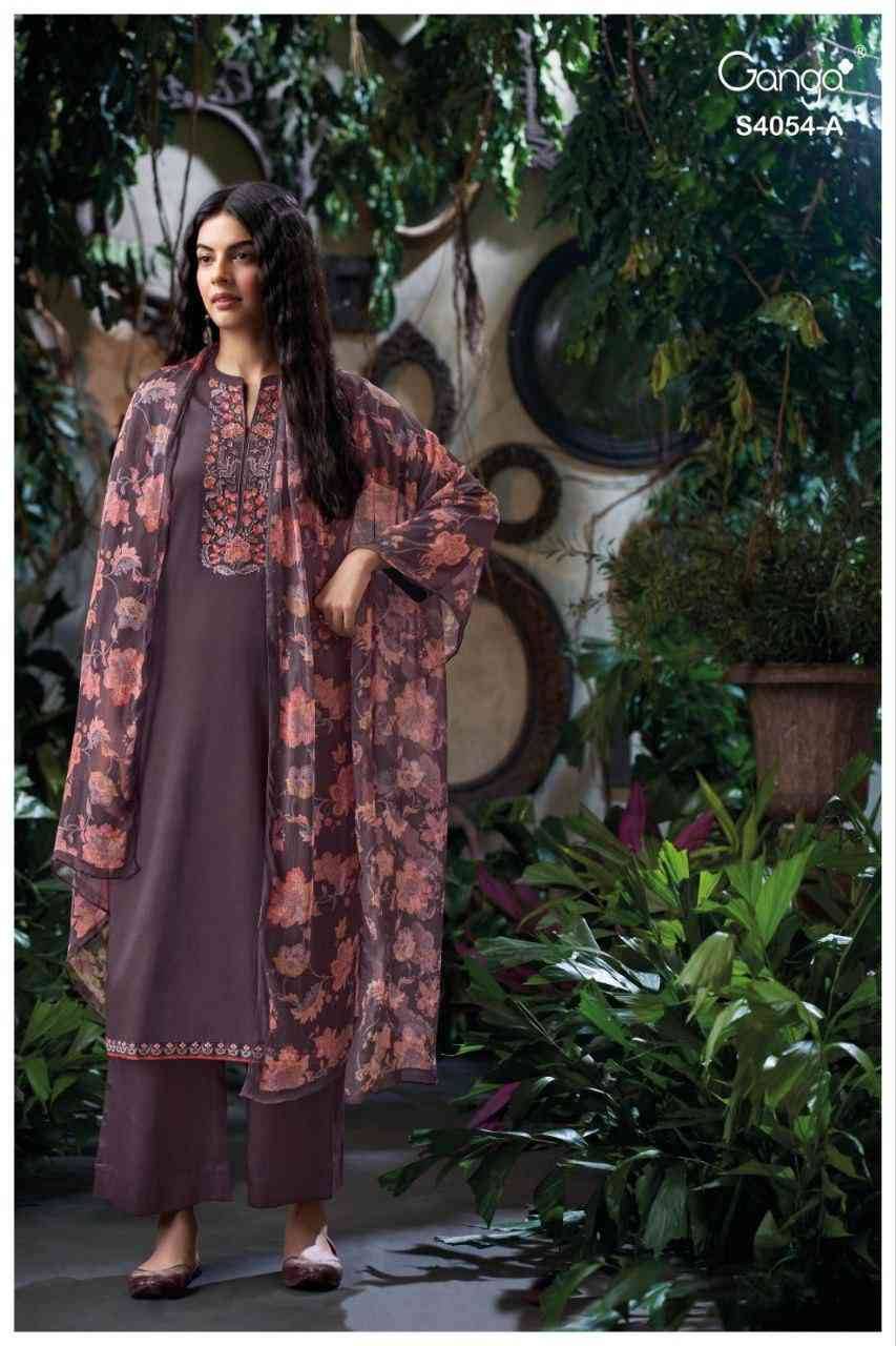 Bruna-4054 By Ganga Fashion 4054-A To 4054-D Series Beautiful Festive Suits Stylish Colorful Fancy Casual Wear & Ethnic Wear Premium Cotton Satin Print Dresses At Wholesale Price