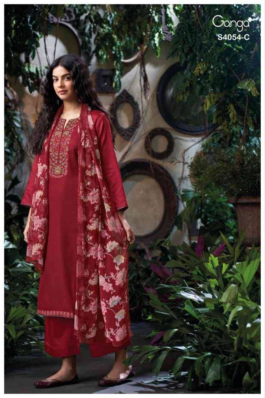 Bruna-4054 By Ganga Fashion 4054-A To 4054-D Series Beautiful Festive Suits Stylish Colorful Fancy Casual Wear & Ethnic Wear Premium Cotton Satin Print Dresses At Wholesale Price