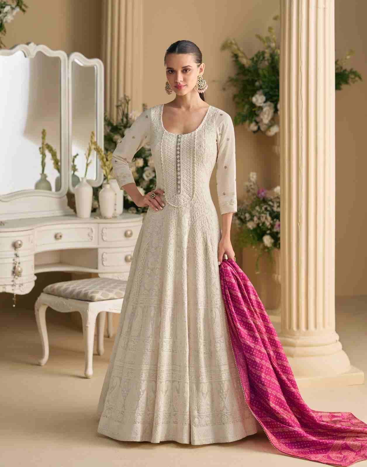 Dawat By Sayuri 5834 To 5837 Series Designer Stylish Fancy Colorful Beautiful Party Wear & Ethnic Wear Collection Premium Georgette Gowns With Dupatta At Wholesale Price