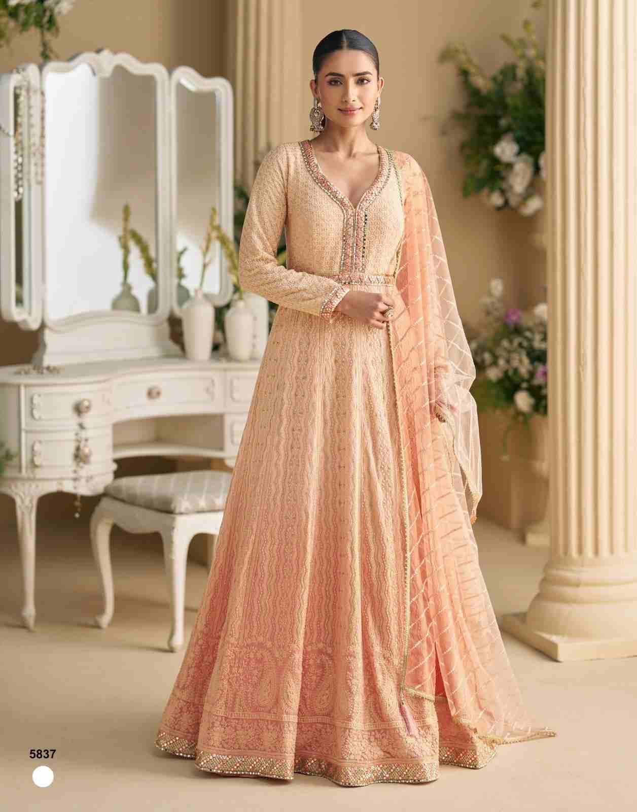 Dawat By Sayuri 5834 To 5837 Series Designer Stylish Fancy Colorful Beautiful Party Wear & Ethnic Wear Collection Premium Georgette Gowns With Dupatta At Wholesale Price