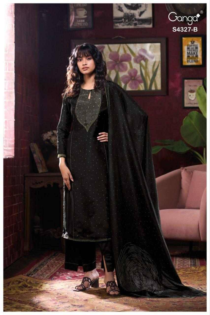 Leshya-4327 By Ganga Fashion 4327-A To 4327-D Series Beautiful Festive Suits Stylish Colorful Fancy Casual Wear & Ethnic Wear Premium Bemberg Silk Satin Print Dresses At Wholesale Price