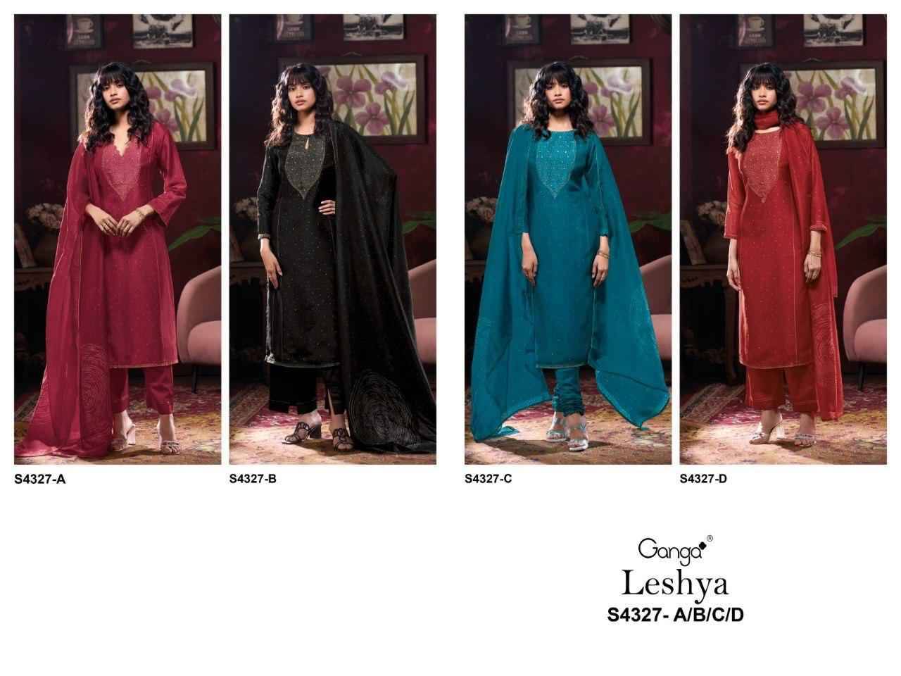 Leshya-4327 By Ganga Fashion 4327-A To 4327-D Series Beautiful Festive Suits Stylish Colorful Fancy Casual Wear & Ethnic Wear Premium Bemberg Silk Satin Print Dresses At Wholesale Price