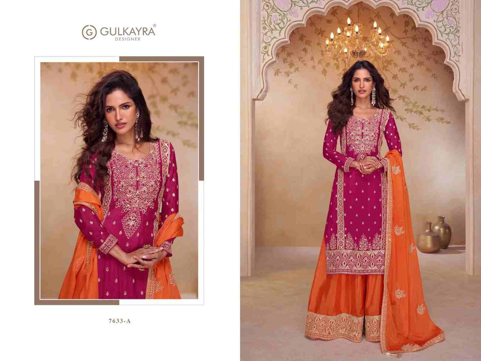 Shagun By Gulkayra Designer 7633-A To 7633-B Series Beautiful Sharara Suits Colorful Stylish Fancy Casual Wear & Ethnic Wear Chinnon Dresses At Wholesale Price