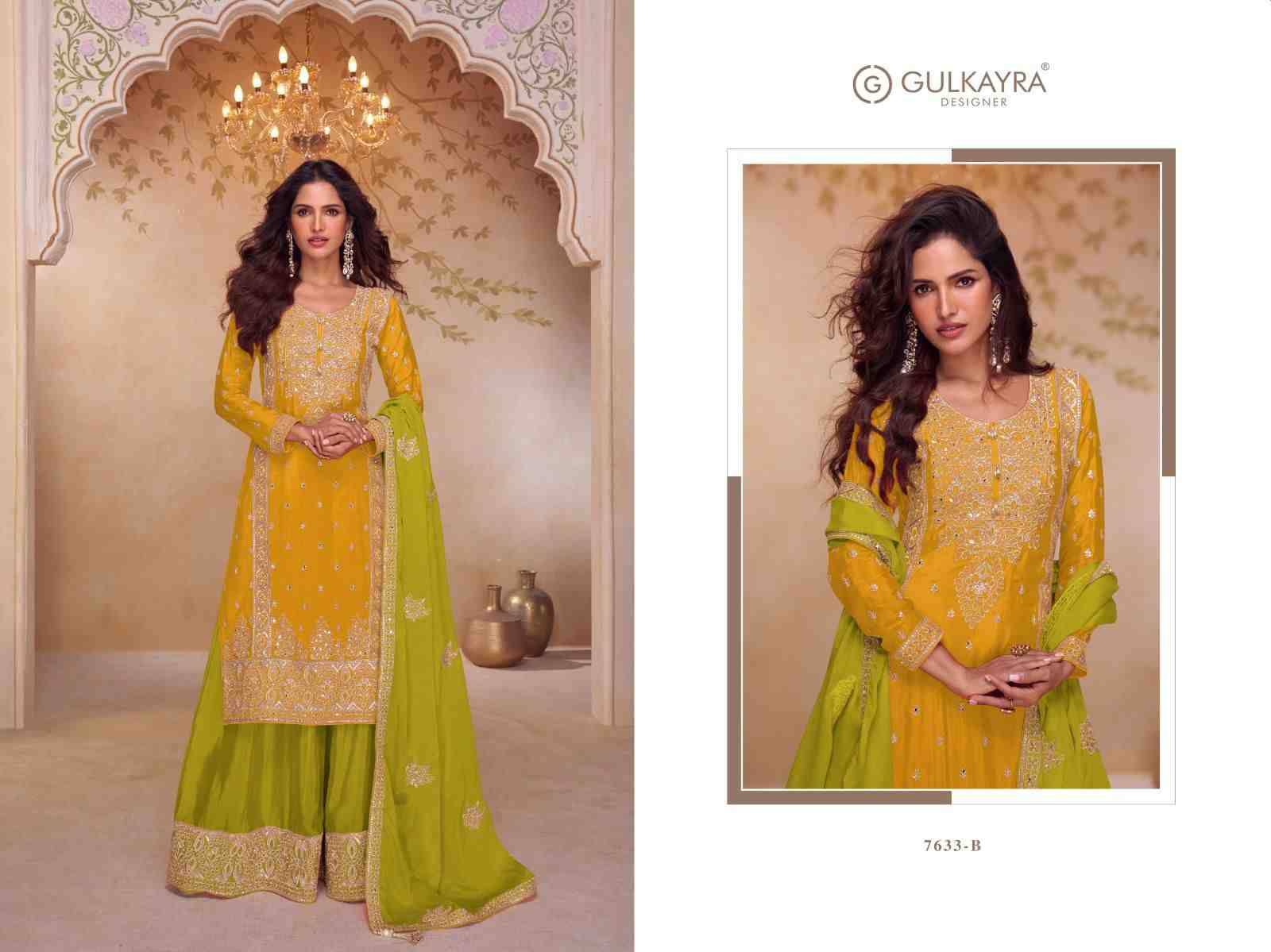 Shagun By Gulkayra Designer 7633-A To 7633-B Series Beautiful Sharara Suits Colorful Stylish Fancy Casual Wear & Ethnic Wear Chinnon Dresses At Wholesale Price