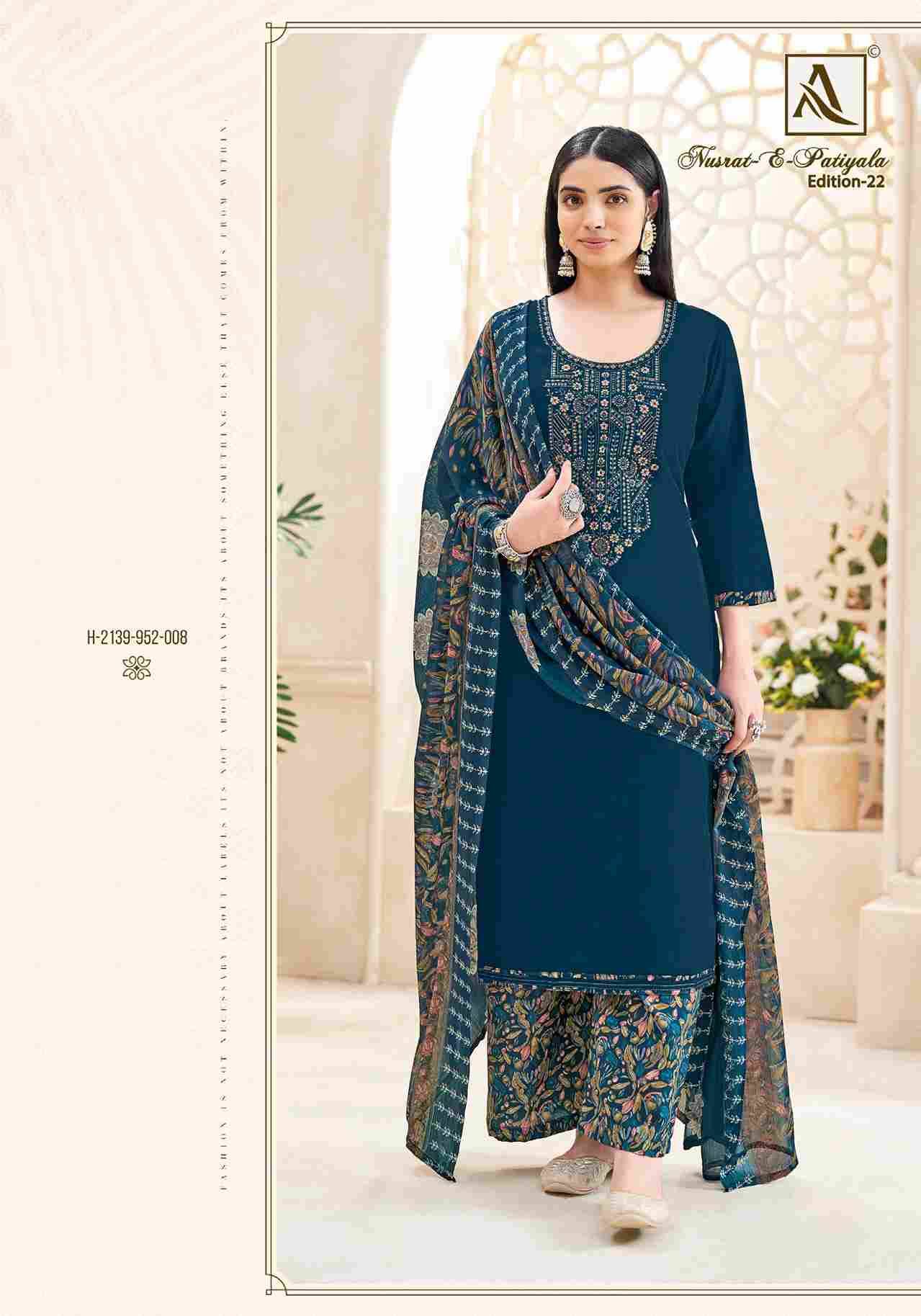Nusrat-E-Patiyala Vol-22 By Alok Suit 2139-952-001 To 2139-952-008 Series Beautiful Festive Suits Stylish Fancy Colorful Casual Wear & Ethnic Wear Pure Jam Print Dresses At Wholesale Price