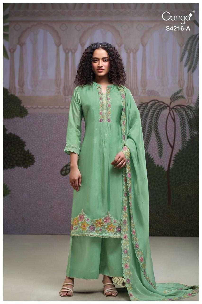 Bisha-4216 By Ganga Fashion 4216-A To 4216-B Series Beautiful Festive Suits Stylish Colorful Fancy Casual Wear & Ethnic Wear Premium Bemberg Print Dresses At Wholesale Price