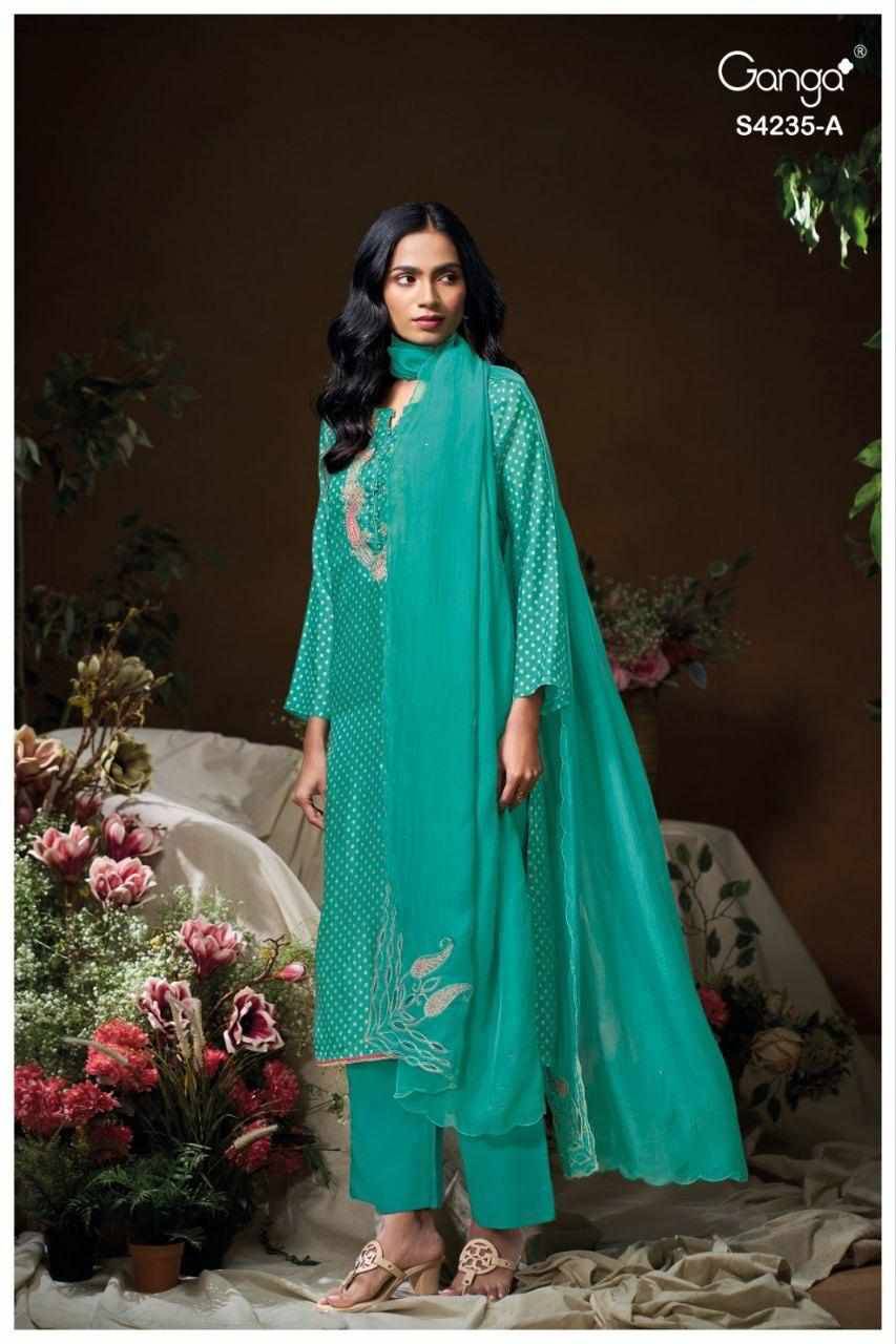 Chiraya-4235 By Ganga Fashion 4235-A To 4235-D Series Beautiful Festive Suits Stylish Colorful Fancy Casual Wear & Ethnic Wear Premium Bemberg Silk Print Dresses At Wholesale Price