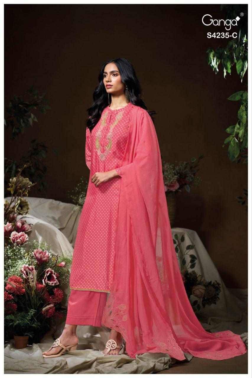 Chiraya-4235 By Ganga Fashion 4235-A To 4235-D Series Beautiful Festive Suits Stylish Colorful Fancy Casual Wear & Ethnic Wear Premium Bemberg Silk Print Dresses At Wholesale Price