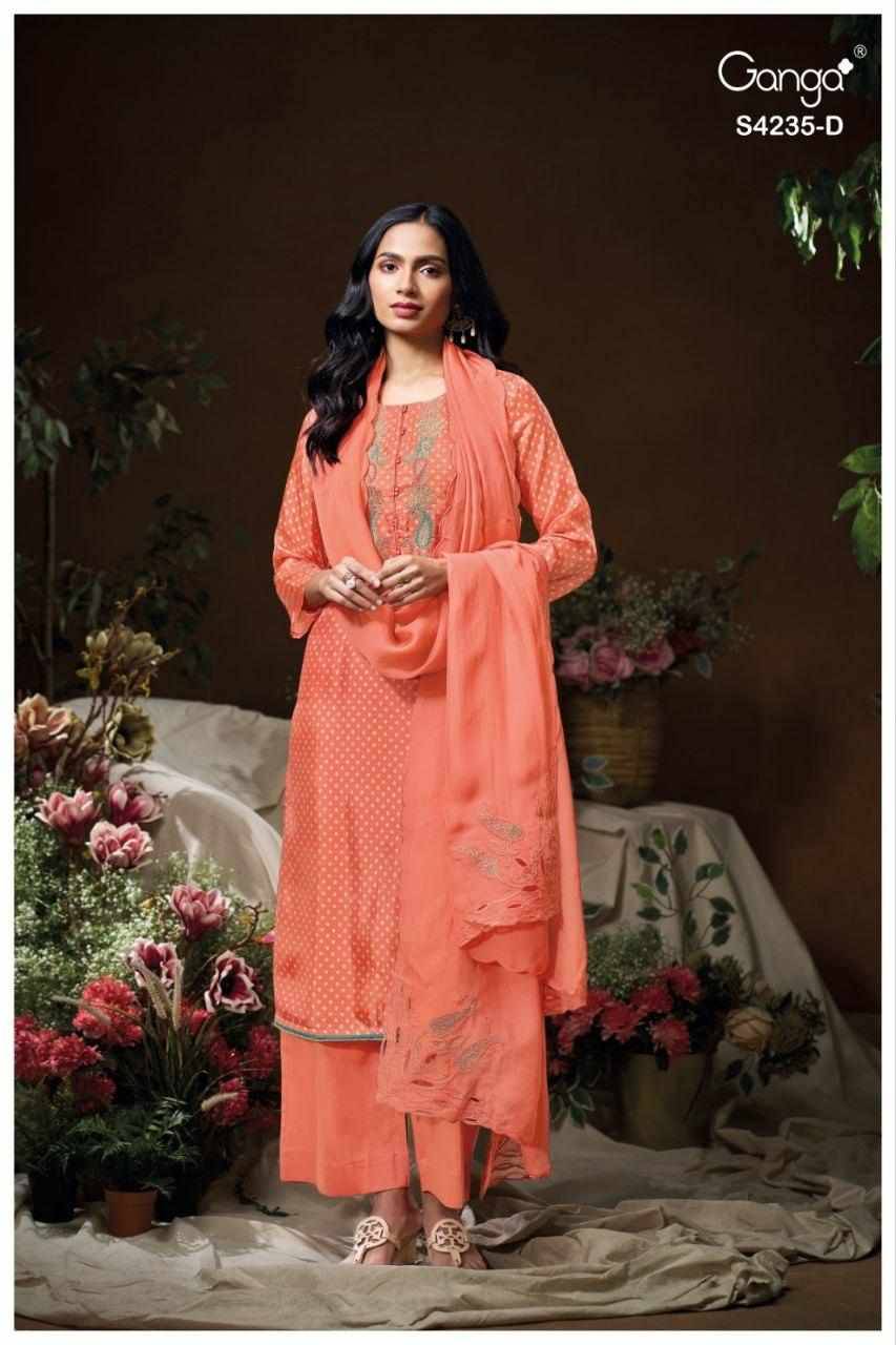 Chiraya-4235 By Ganga Fashion 4235-A To 4235-D Series Beautiful Festive Suits Stylish Colorful Fancy Casual Wear & Ethnic Wear Premium Bemberg Silk Print Dresses At Wholesale Price