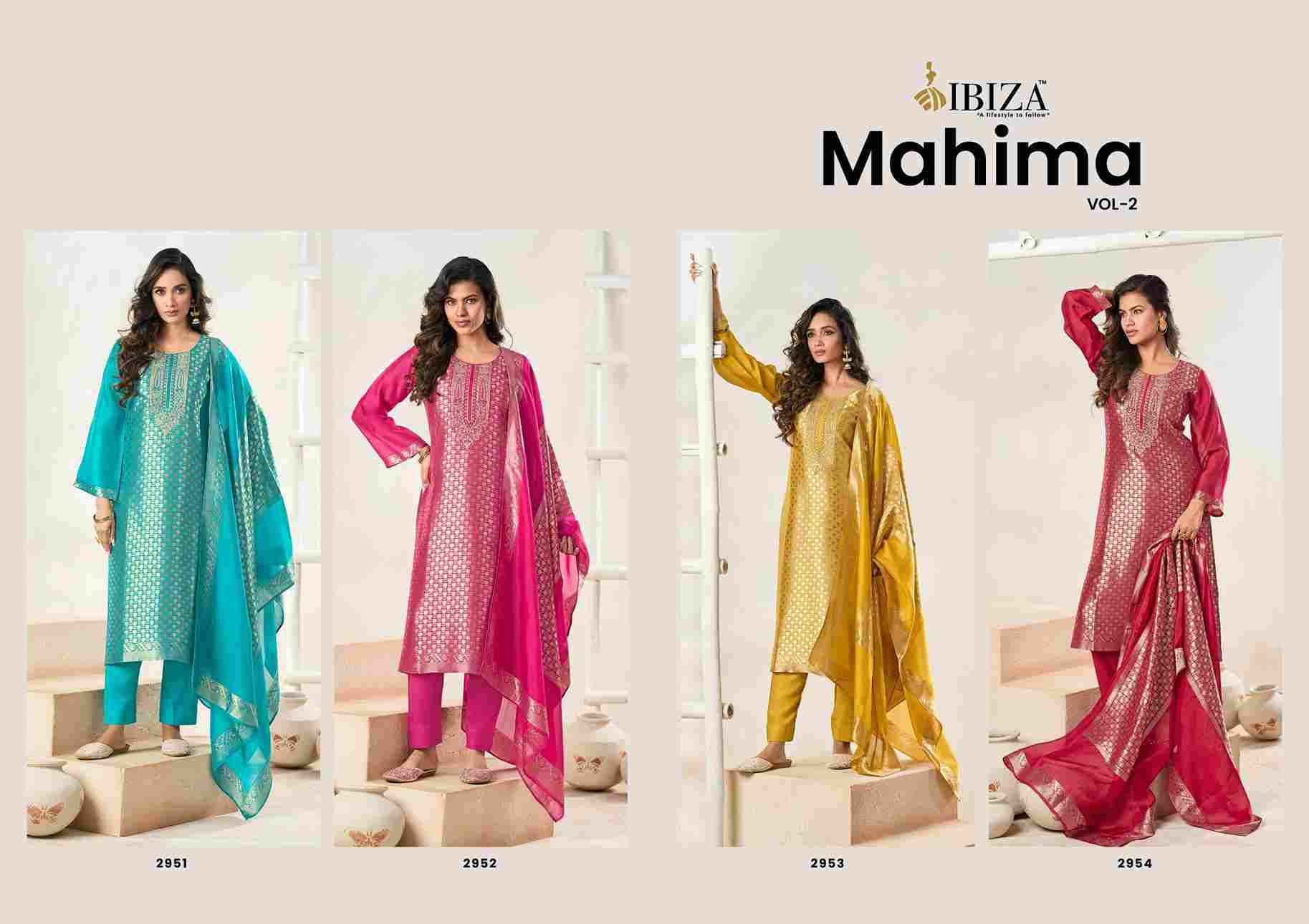 Mahima Vol-2 By Ibiza 2951 To 2954 Series Beautiful Festive Suits Colorful Stylish Fancy Casual Wear & Ethnic Wear Bangalori Silk Jacquard Dresses At Wholesale Price