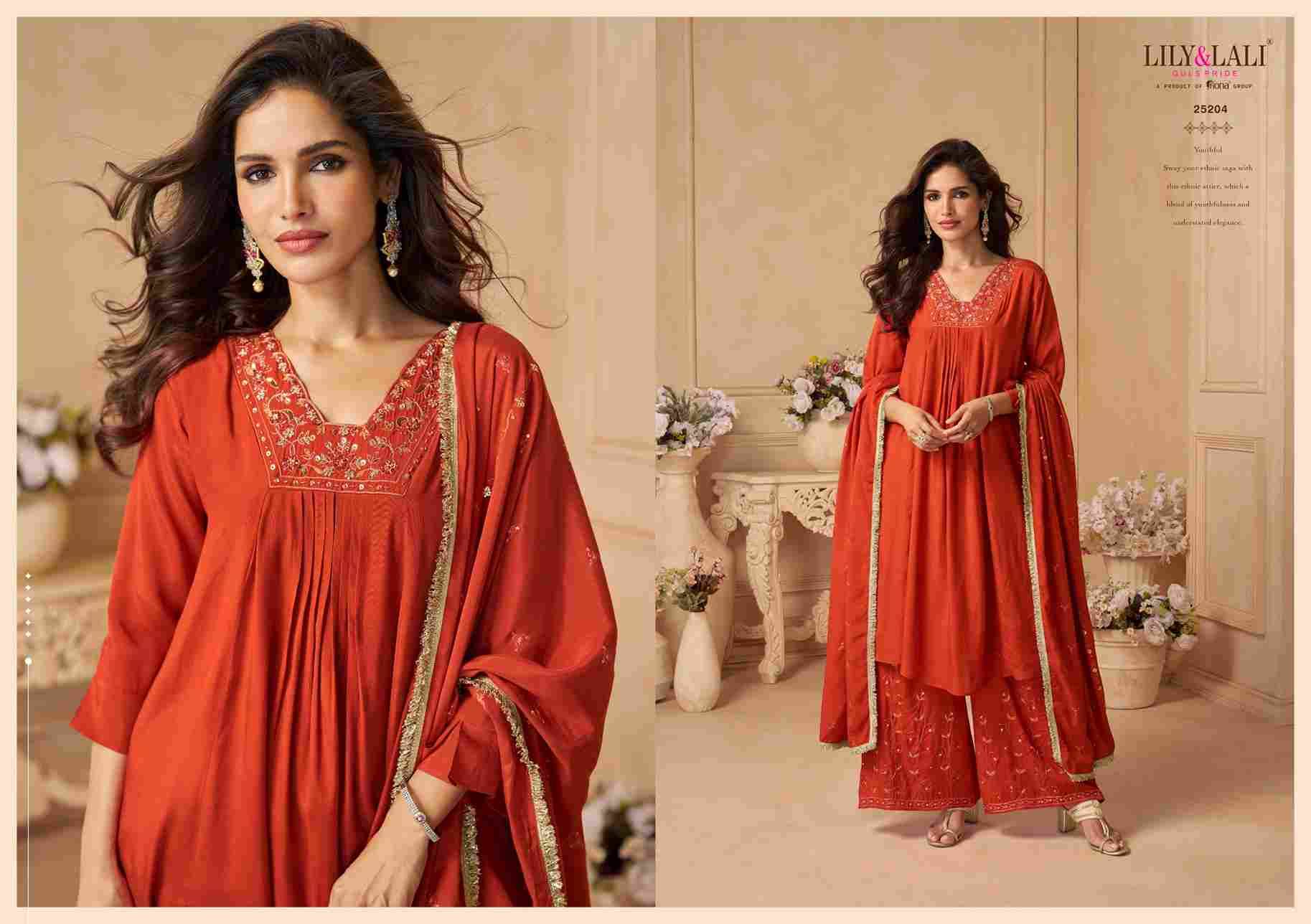 Ritika By Lily And Lali 25201 To 25204 Series Beautiful Festive Suits Colorful Stylish Fancy Casual Wear & Ethnic Wear Natural Crepe Embroidery Dresses At Wholesale Price