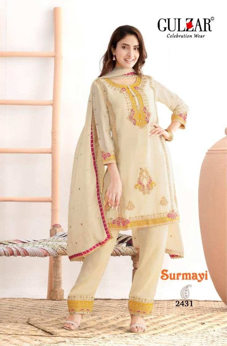 Surmayi By Gulzar 2431 To 2432 Series Beautiful Festive Suits Colorful Stylish Fancy Casual Wear & Ethnic Wear Chinnon Dresses At Wholesale Price