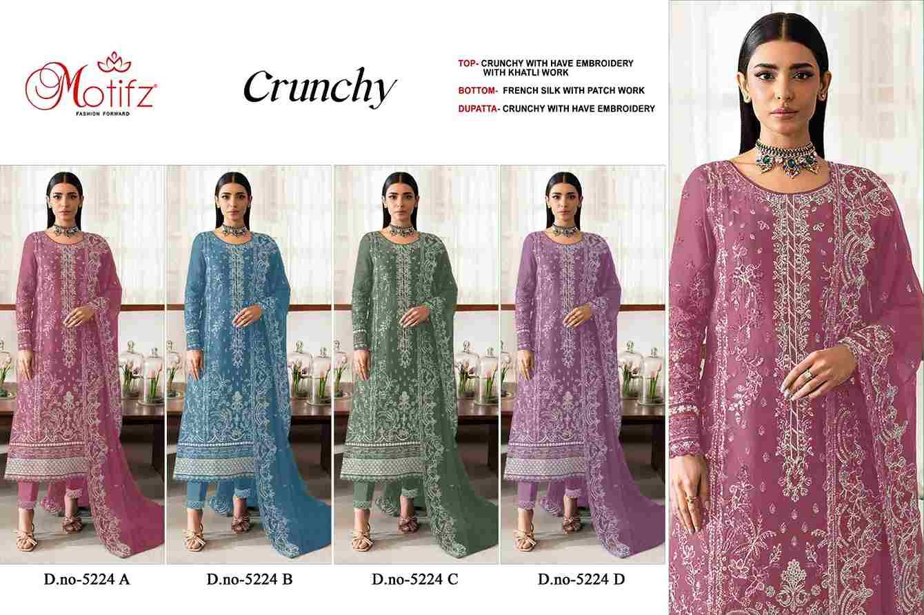 Motifz Hit Design 5224 Colours By Motifz 5224-A To 5224-D Series Beautiful Pakistani Suits Colorful Stylish Fancy Casual Wear & Ethnic Wear Crunchy Dresses At Wholesale Price