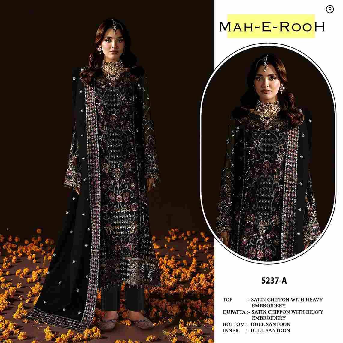 Mah-E-Rooh 5237 Colours By Fashid Wholesale 5237-A To 5237-D Series Beautiful Stylish Pakistani Suits Fancy Colorful Casual Wear & Ethnic Wear & Ready To Wear Satin Chiffon Embroidery Dresses At Wholesale Price