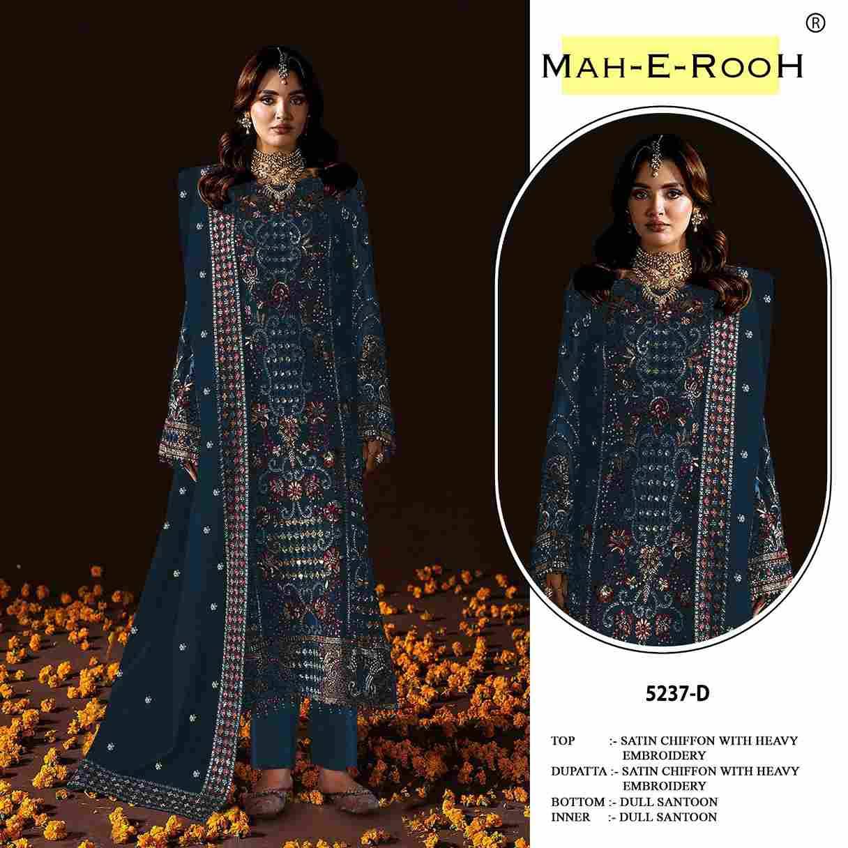 Mah-E-Rooh 5237 Colours By Fashid Wholesale 5237-A To 5237-D Series Beautiful Stylish Pakistani Suits Fancy Colorful Casual Wear & Ethnic Wear & Ready To Wear Satin Chiffon Embroidery Dresses At Wholesale Price