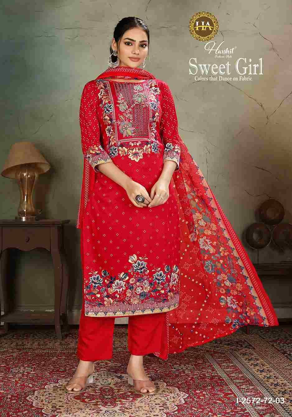 Sweet Girl By Harshit Fashion Hub 2572-72-1 To 2572-72-4 Series Beautiful Festive Suits Stylish Fancy Colorful Casual Wear & Ethnic Wear Premium Jam Dresses At Wholesale Price