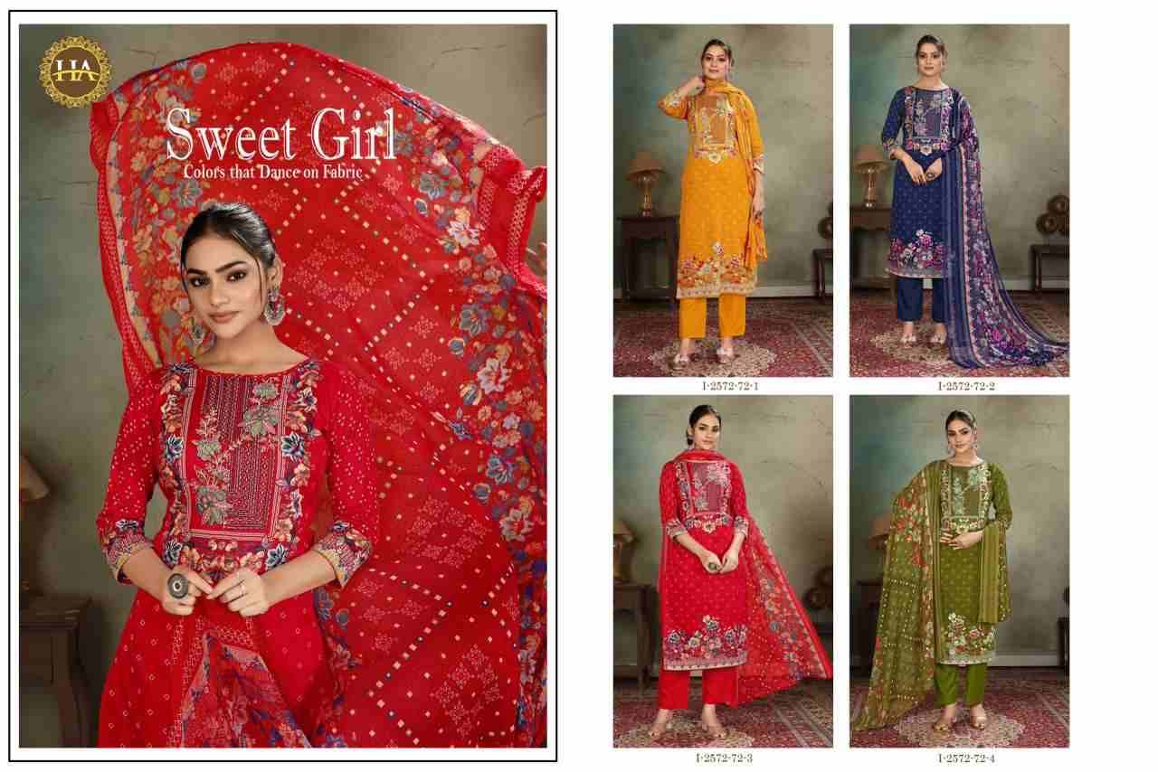 Sweet Girl By Harshit Fashion Hub 2572-72-1 To 2572-72-4 Series Beautiful Festive Suits Stylish Fancy Colorful Casual Wear & Ethnic Wear Premium Jam Dresses At Wholesale Price