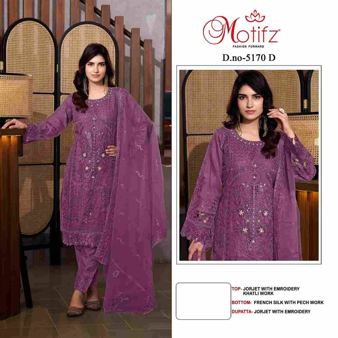 Motifz Hit Design 5170 Colours By Motifz 5170-A To 5170-D Series Beautiful Pakistani Suits Colorful Stylish Fancy Casual Wear & Ethnic Wear Georgette Dresses At Wholesale Price