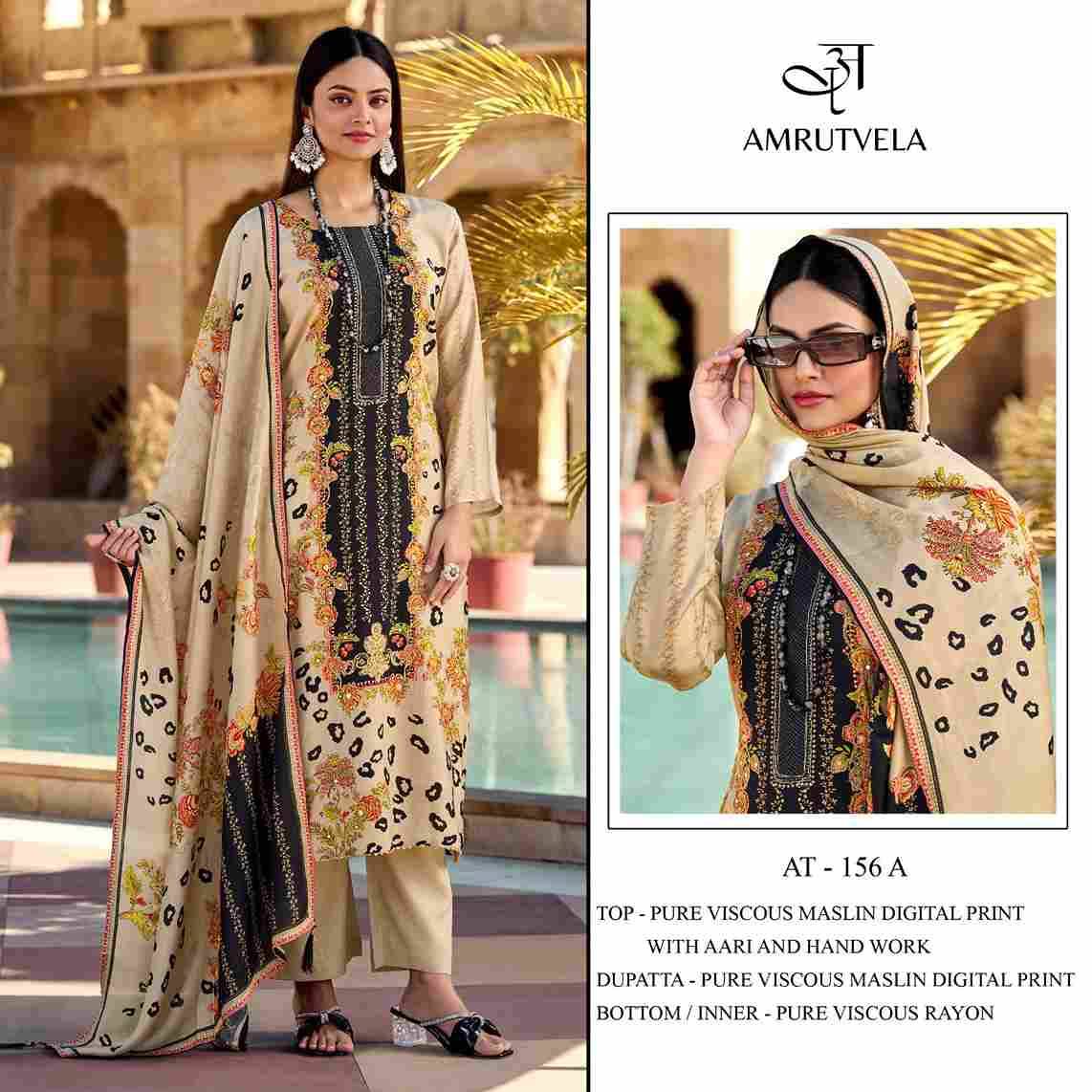 Amrutvela Hit Design AT-156 Colours By Amrutvela AT-156-A To AT-156-B Series Designer Pakistani Suits Collection Beautiful Stylish Fancy Colorful Party Wear & Occasional Wear Viscose Muslin Dresses At Wholesale Price