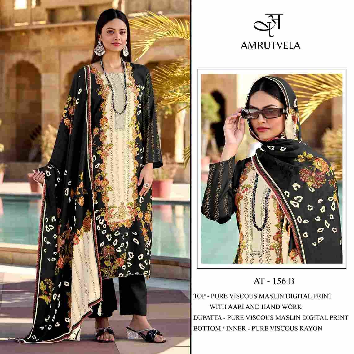 Amrutvela Hit Design AT-156 Colours By Amrutvela AT-156-A To AT-156-B Series Designer Pakistani Suits Collection Beautiful Stylish Fancy Colorful Party Wear & Occasional Wear Viscose Muslin Dresses At Wholesale Price