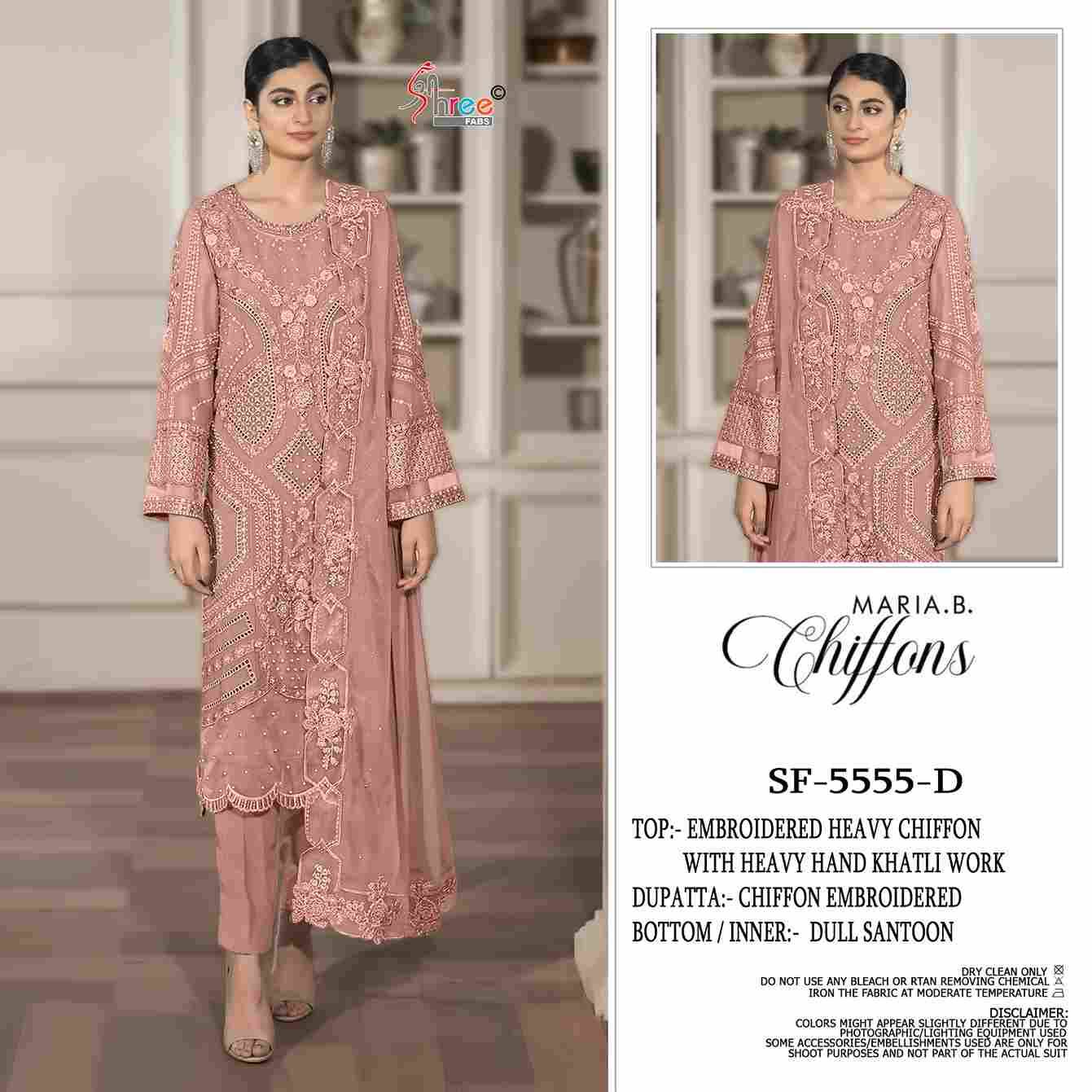 Shree Fabs Hit Design SF-5555 Colours By Shree Fabs SF-5555-A To SF-5555-D Series Beautiful Stylish Pakistani Suits Fancy Colorful Casual Wear & Ethnic Wear & Ready To Wear Chiffon Embroidery Dresses At Wholesale Price