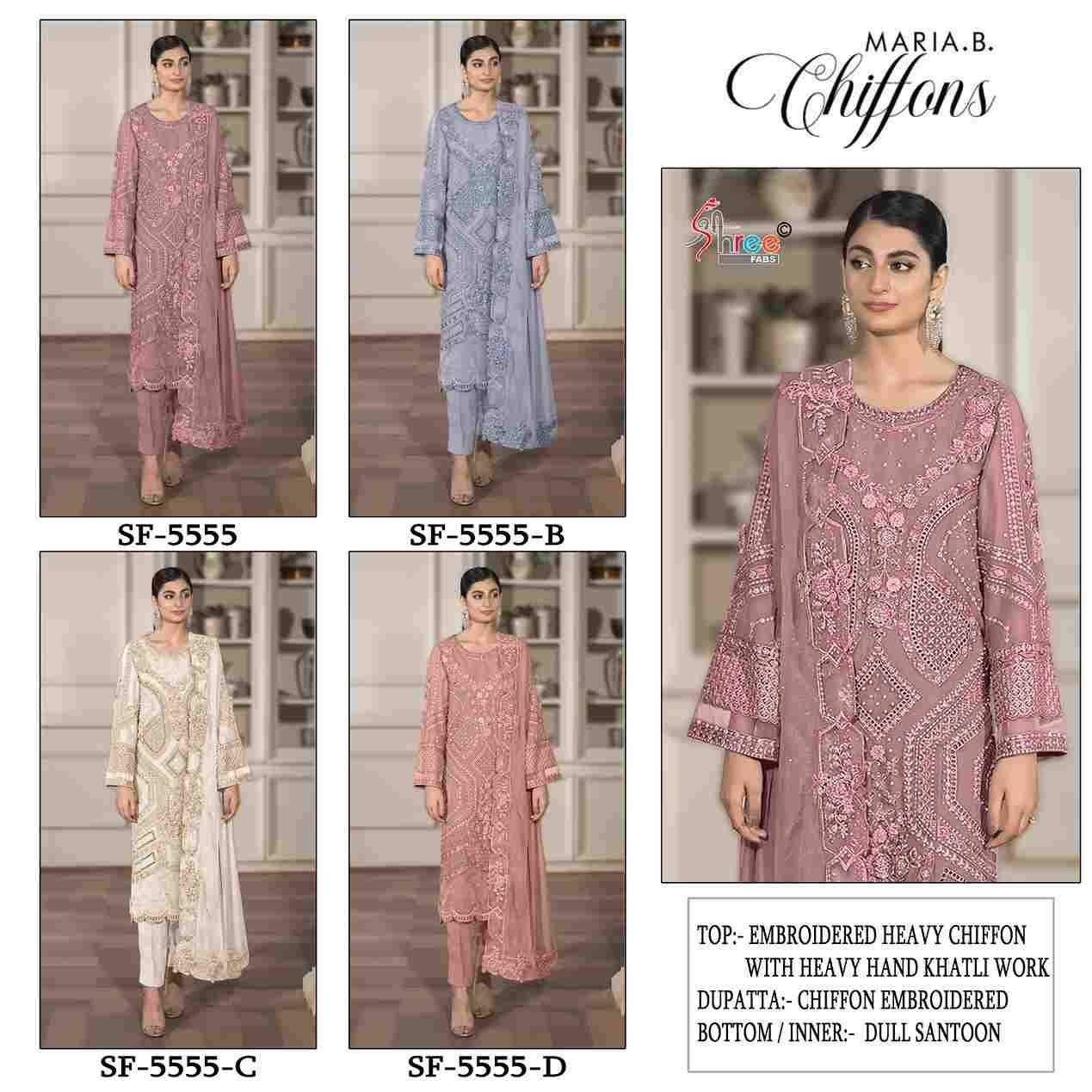 Shree Fabs Hit Design SF-5555 Colours By Shree Fabs SF-5555-A To SF-5555-D Series Beautiful Stylish Pakistani Suits Fancy Colorful Casual Wear & Ethnic Wear & Ready To Wear Chiffon Embroidery Dresses At Wholesale Price