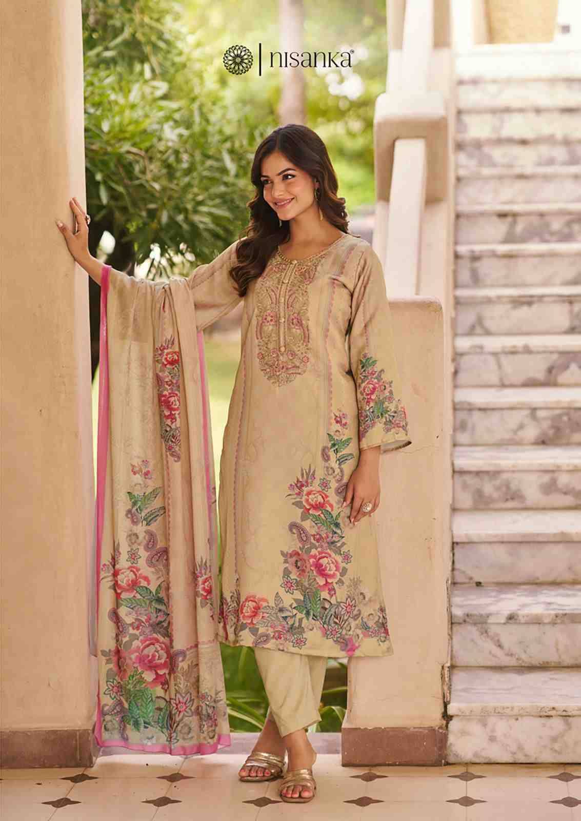 Miraal By Nisanka 401 To 405 Series Wholesale Designer Festive Suits Collection Beautiful Stylish Fancy Colorful Party Wear & Occasional Wear Pure Viscose Lawn Print Dresses At Wholesale Price