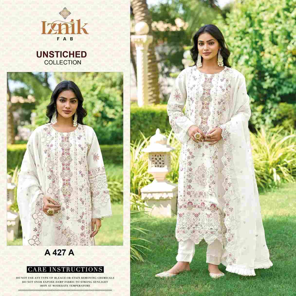 Iznik 427 Colours By Iznik Fab 427-A To 427-D Series Designer Pakistani Suits Beautiful Stylish Fancy Colorful Party Wear & Occasional Wear Chiffon With Embroidery Dresses At Wholesale Price