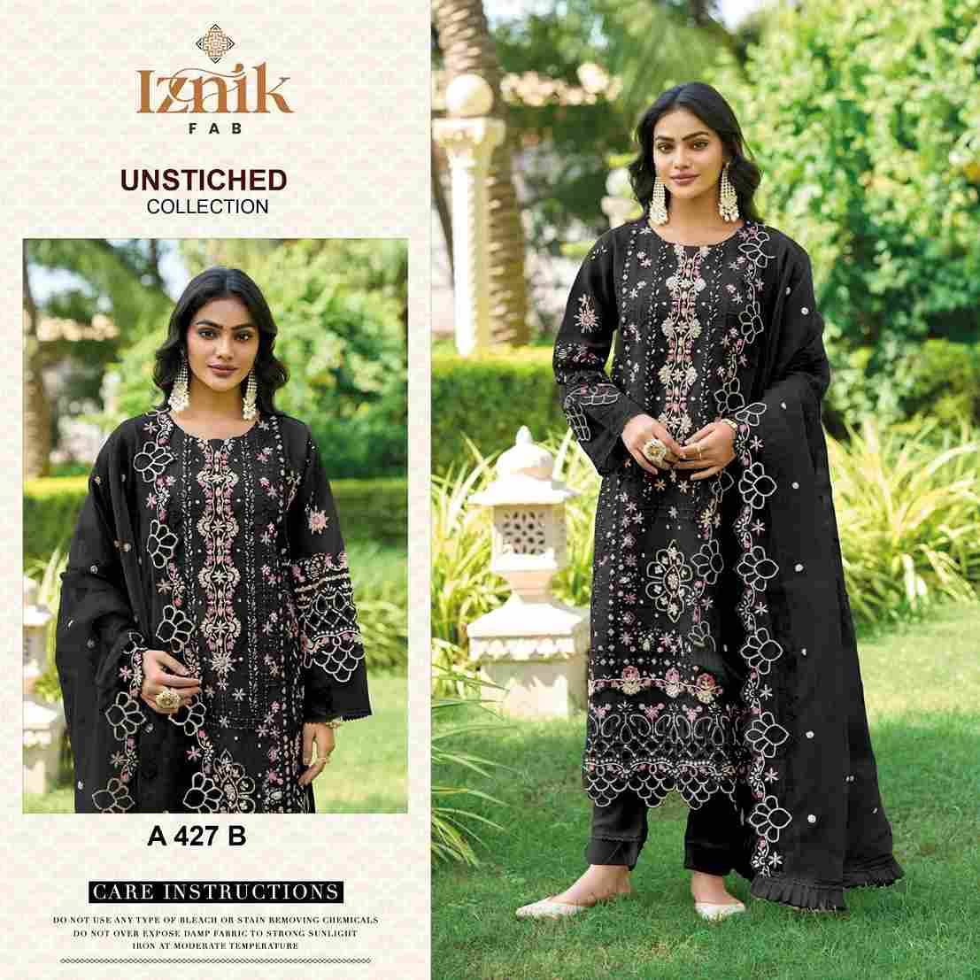 Iznik 427 Colours By Iznik Fab 427-A To 427-D Series Designer Pakistani Suits Beautiful Stylish Fancy Colorful Party Wear & Occasional Wear Chiffon With Embroidery Dresses At Wholesale Price
