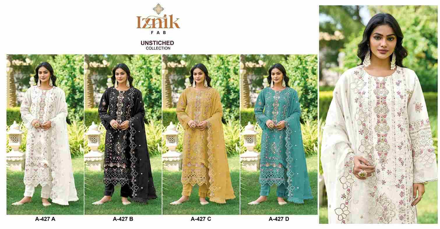 Iznik 427 Colours By Iznik Fab 427-A To 427-D Series Designer Pakistani Suits Beautiful Stylish Fancy Colorful Party Wear & Occasional Wear Chiffon With Embroidery Dresses At Wholesale Price