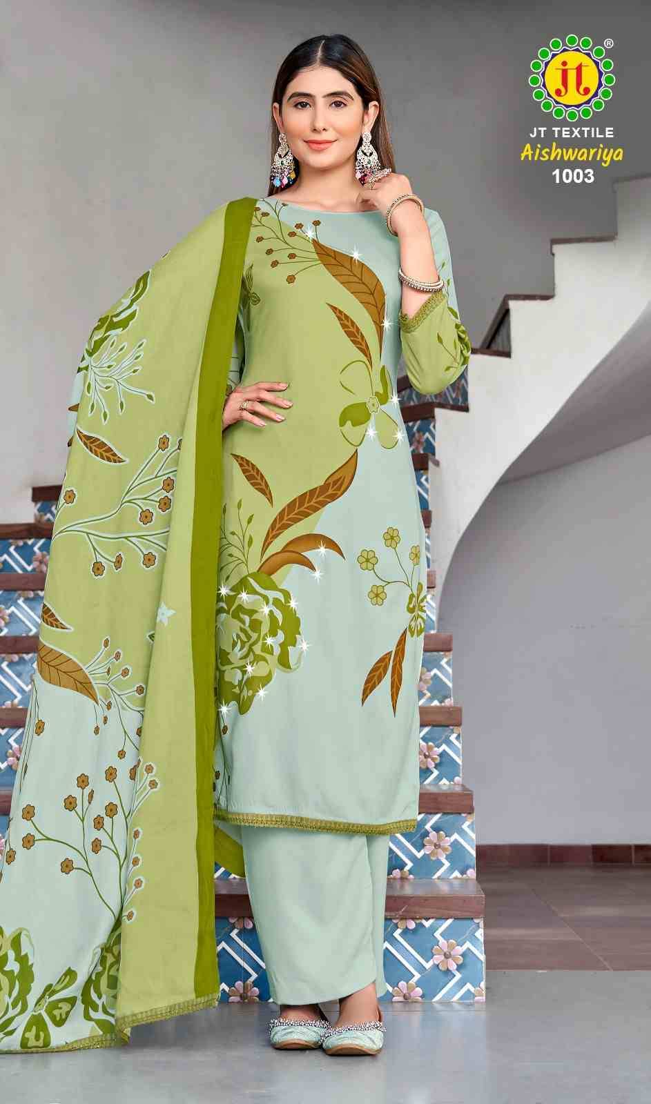 Aishwariya Vol-1 By JT 1001 To 1005 Series Beautiful Festive Suits Colorful Stylish Fancy Casual Wear & Ethnic Wear Rayon Dresses At Wholesale Price