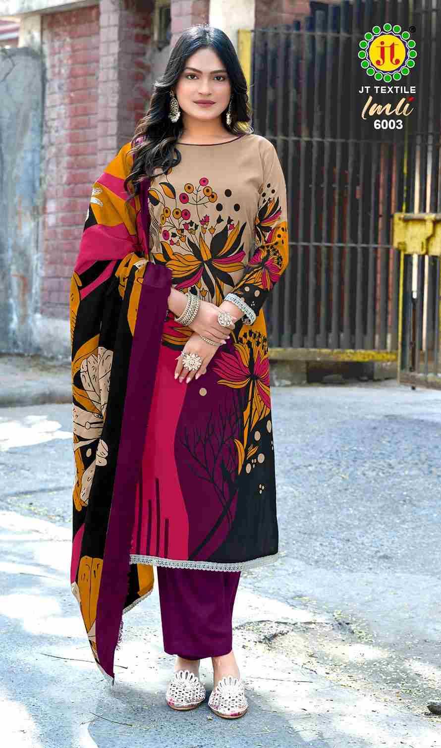 Imli Vol-6 By JT 6001 To 6005 Series Beautiful Festive Suits Colorful Stylish Fancy Casual Wear & Ethnic Wear Rayon Dresses At Wholesale Price