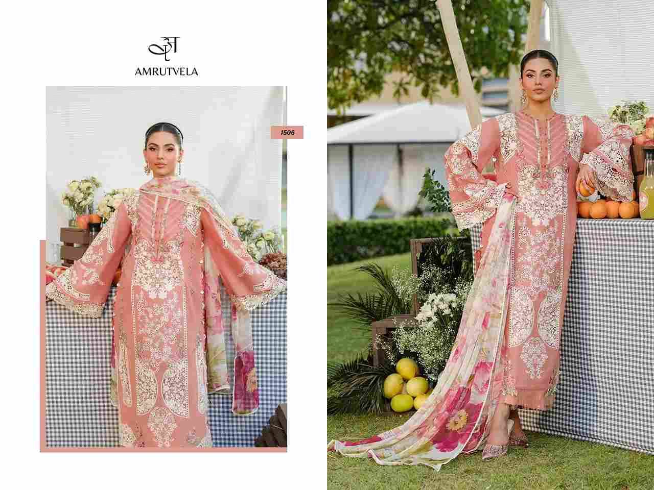 Elaf By Amrutvela 1501 To 1506 Series Pakistani Stylish Beautiful Colourful Printed & Embroidered Party Wear & Occasional Wear Pure Cotton Dresses At Wholesale Price