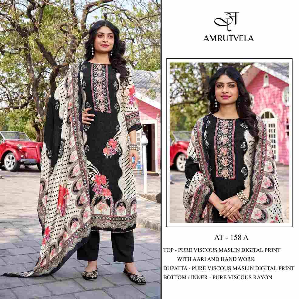 Amrutvela Hit Design AT-158 Colours By Amrutvela AT-158-A To AT-158-B Series Designer Pakistani Suits Collection Beautiful Stylish Fancy Colorful Party Wear & Occasional Wear Viscose Muslin Dresses At Wholesale Price